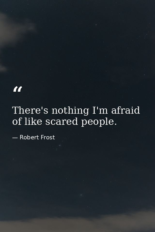 There's nothing I'm afraid of like scared people. — Robert Frost