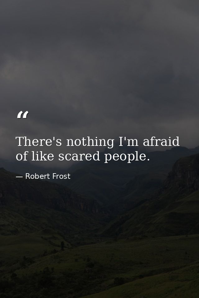 There's nothing I'm afraid of like scared people. — Robert Frost