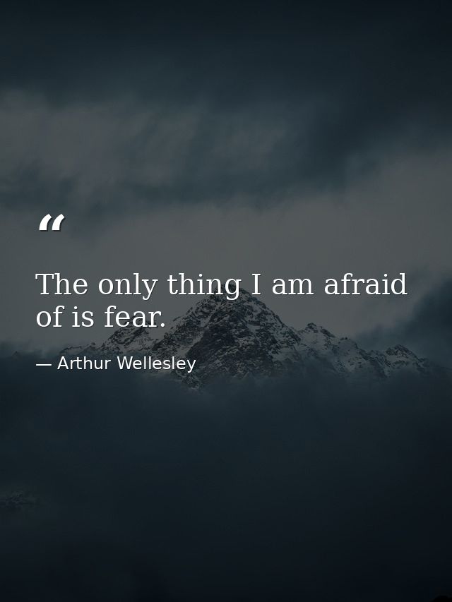 The only thing I am afraid of is fear. — Arthur Wellesley