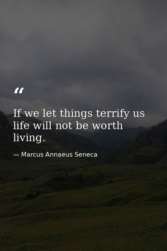 If we let things terrify us  life will not be worth living. — Marcus Annaeus Seneca