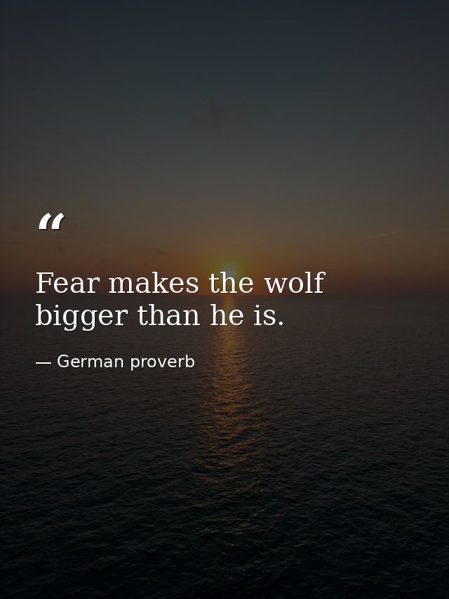 Fear makes the wolf bigger than he is. — German proverb