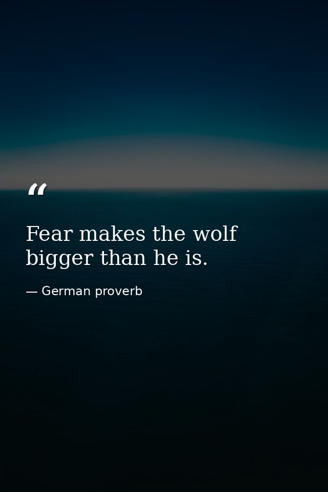 Fear makes the wolf bigger than he is. — German proverb