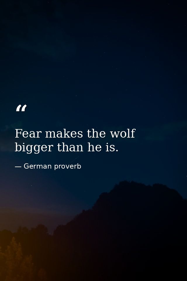 Fear makes the wolf bigger than he is. — German proverb