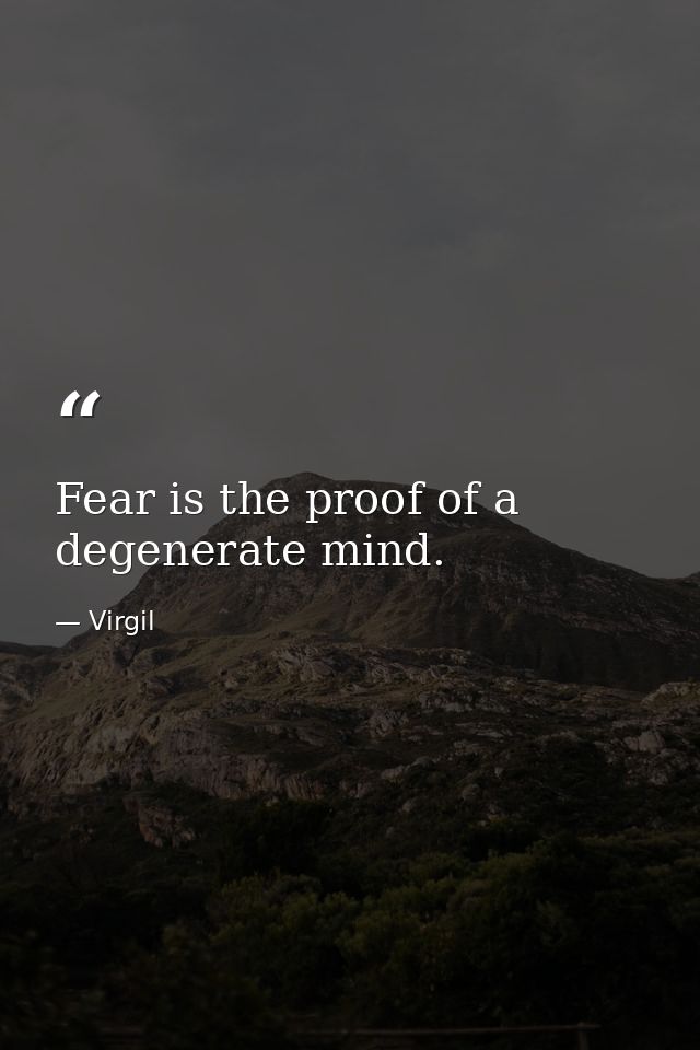 Fear is the proof of a degenerate mind. — Virgil