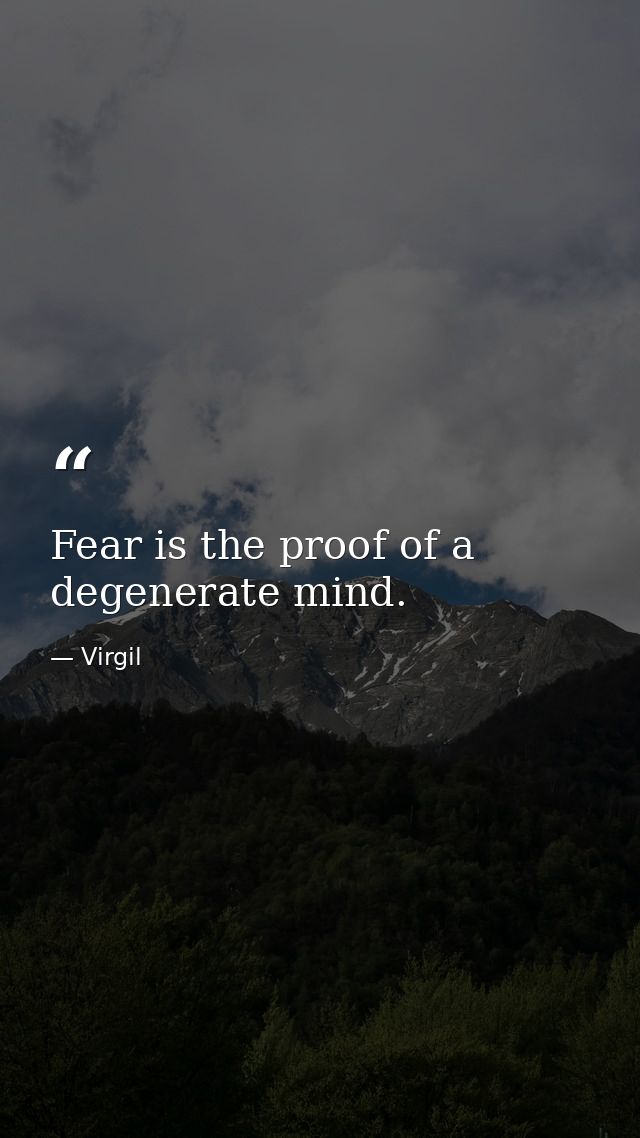 Fear is the proof of a degenerate mind. — Virgil