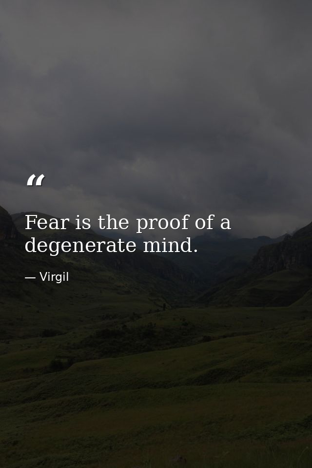 Fear is the proof of a degenerate mind. — Virgil