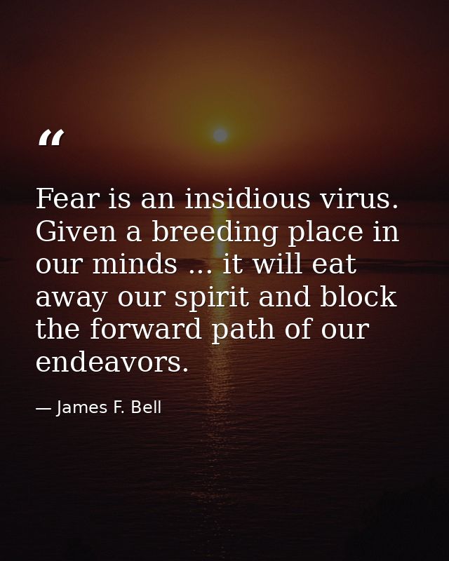 Fear is an insidious virus. Given a breeding place in our minds ... it will eat away our spirit and block the forward pa — James F. Bell