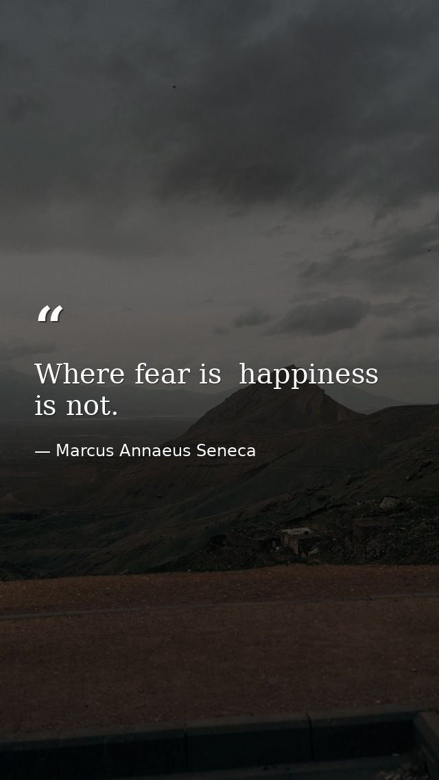 Where fear is  happiness is not. — Marcus Annaeus Seneca