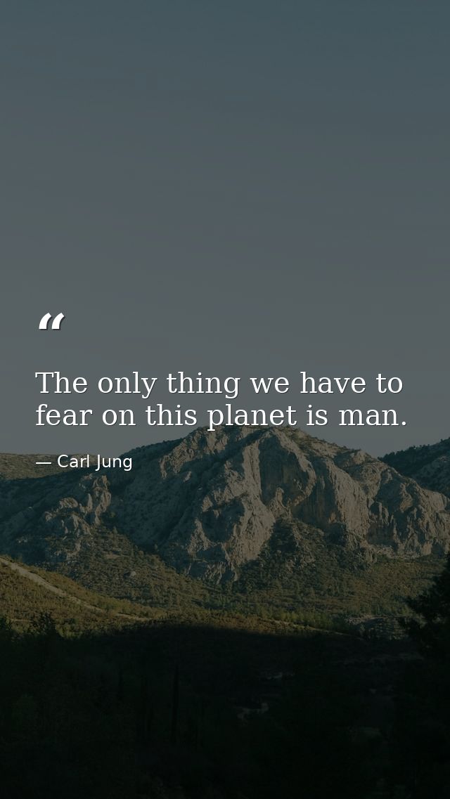The only thing we have to fear on this planet is man. — Carl Jung