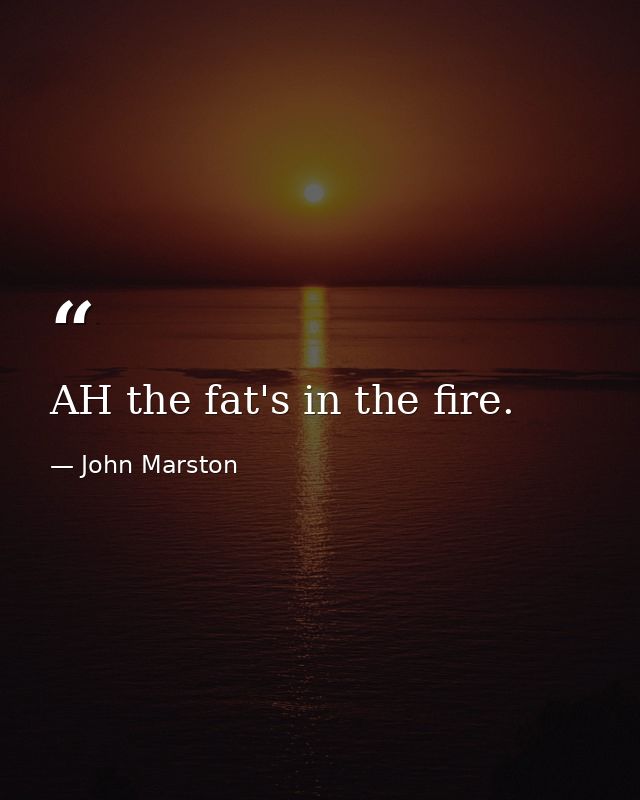 AH the fat's in the fire. — John Marston