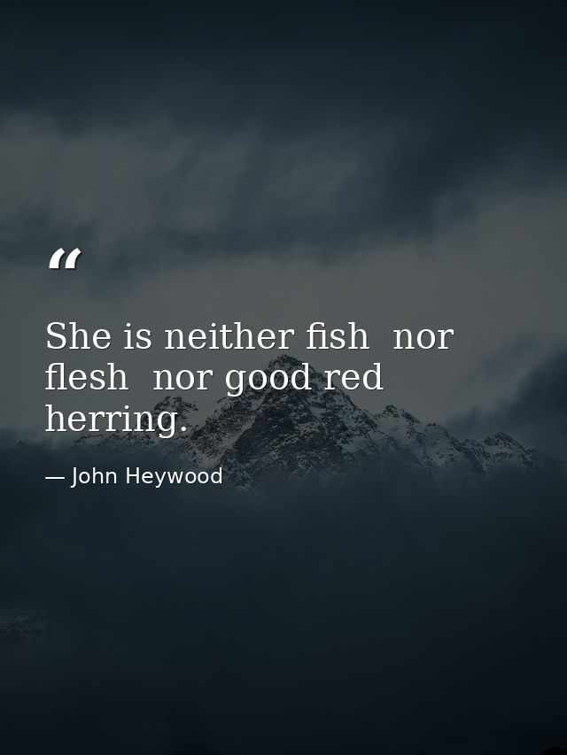 She is neither fish  nor flesh  nor good red herring. — John Heywood