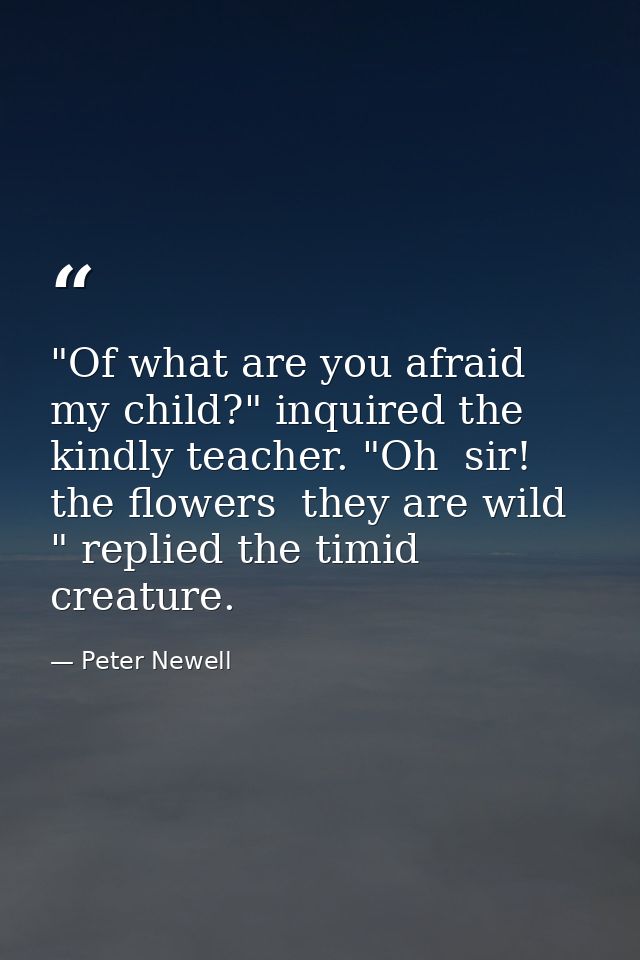 "Of what are you afraid  my child?" inquired the kindly teacher. "Oh  sir! the flowers  they are wild " replied the timi — Peter Newell