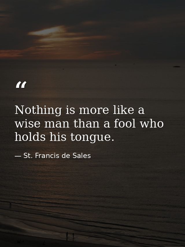 Nothing is more like a wise man than a fool who holds his tongue. — St. Francis de Sales