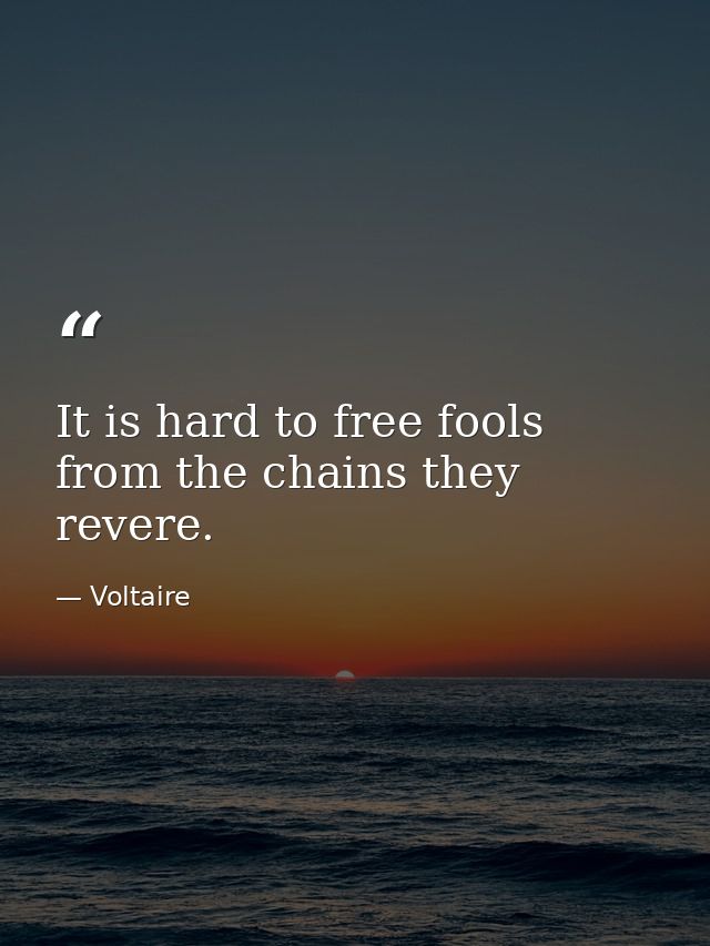 It is hard to free fools from the chains they revere. — Voltaire