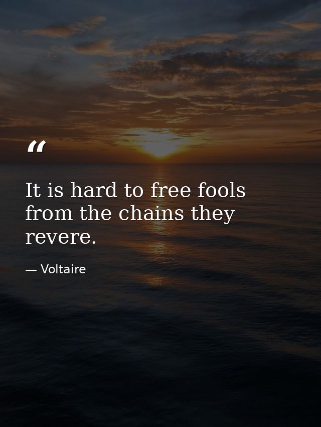 It is hard to free fools from the chains they revere. — Voltaire