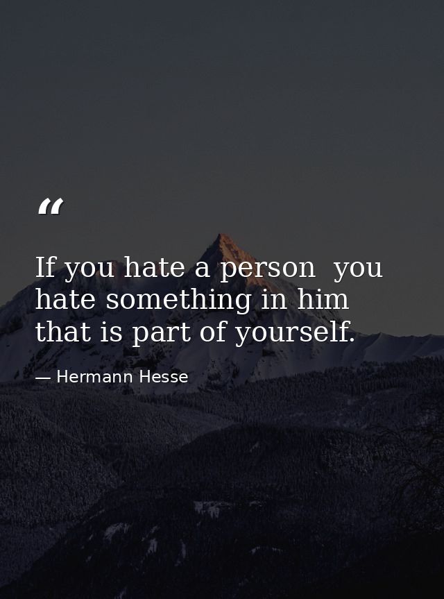 If you hate a person  you hate something in him that is part of yourself. — Hermann Hesse
