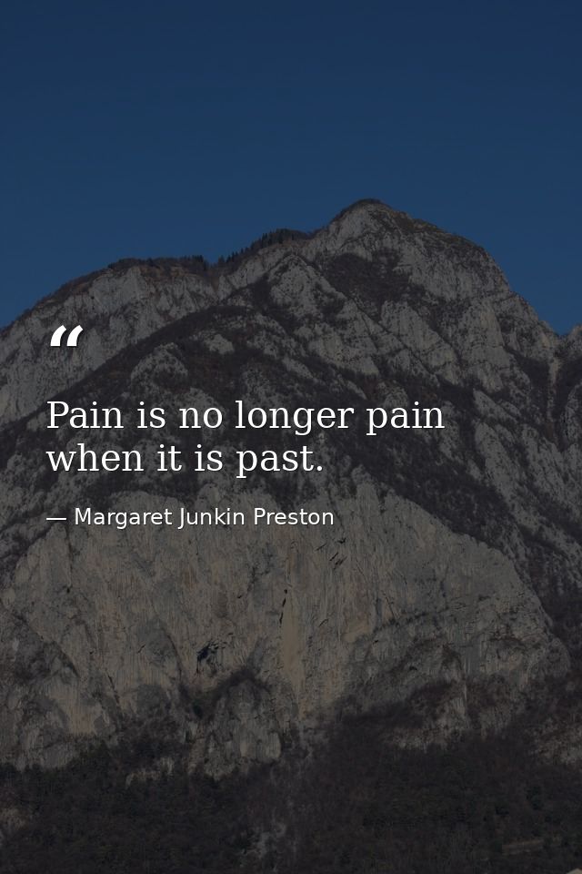Pain is no longer pain when it is past. — Margaret Junkin Preston