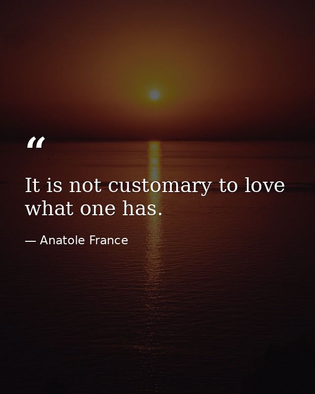 It is not customary to love what one has. — Anatole France