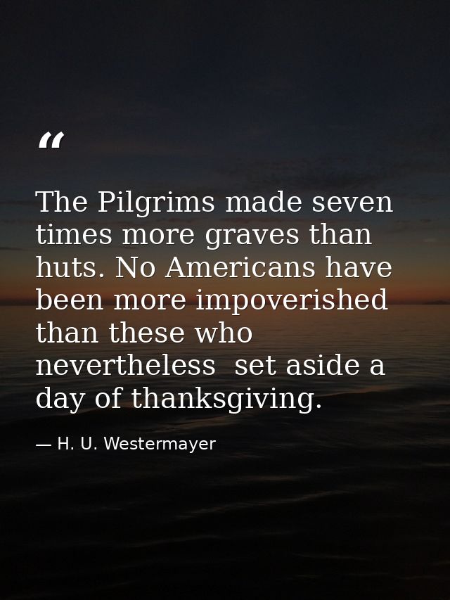 The Pilgrims made seven times more graves than huts. No Americans have been more impoverished than these who  neverthele — H. U. Westermayer