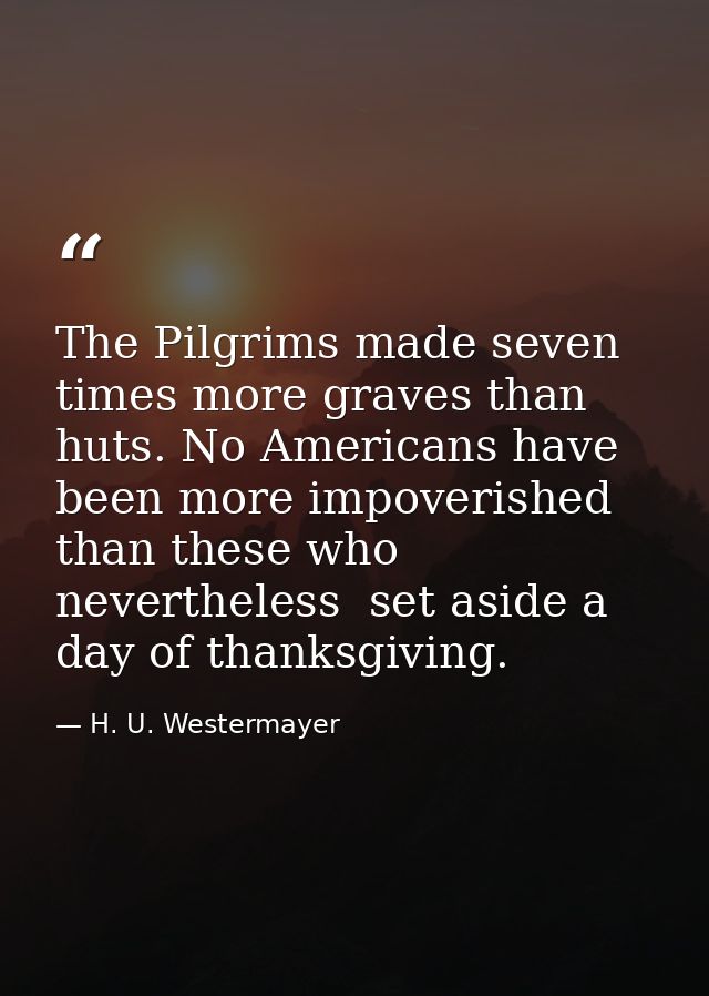 The Pilgrims made seven times more graves than huts. No Americans have been more impoverished than these who  neverthele — H. U. Westermayer