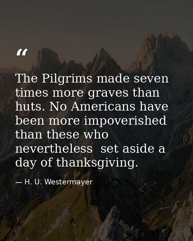 The Pilgrims made seven times more graves than huts. No Americans have been more impoverished than these who  neverthele — H. U. Westermayer