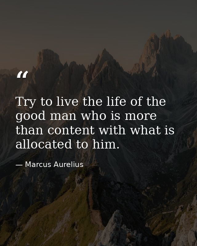 Try to live the life of the good man who is more than content with what is allocated to him. — Marcus Aurelius