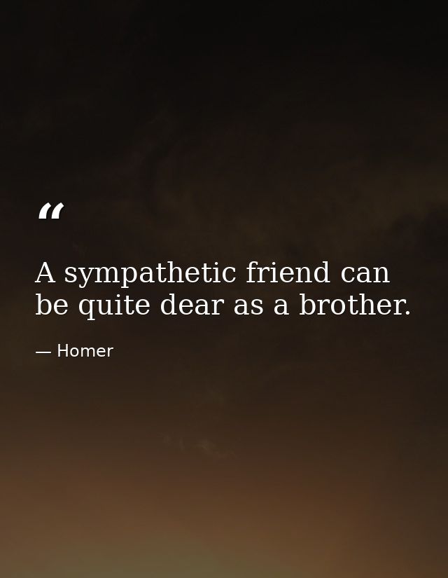 A sympathetic friend can be quite dear as a brother. — Homer