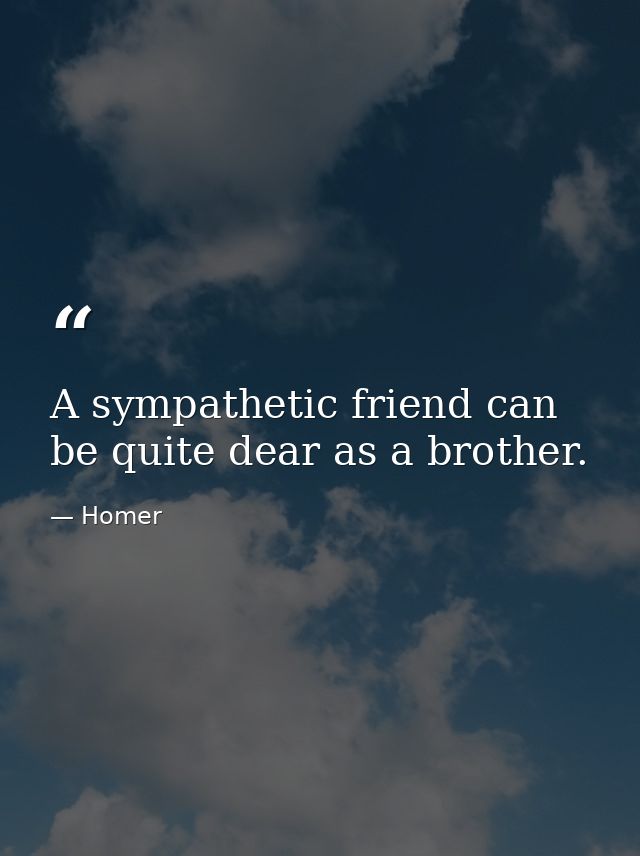 A sympathetic friend can be quite dear as a brother. — Homer