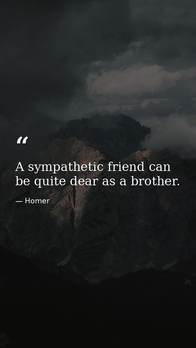 A sympathetic friend can be quite dear as a brother. — Homer