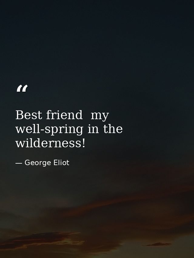 Best friend  my well-spring in the wilderness! — George Eliot