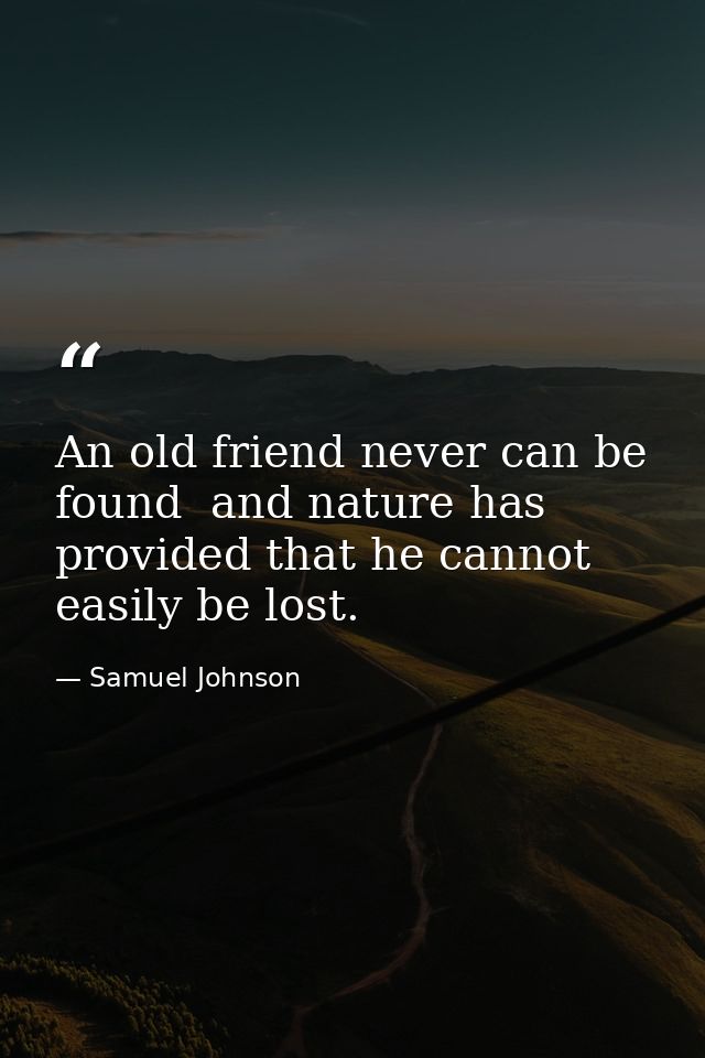 An old friend never can be found  and nature has provided that he cannot easily be lost. — Samuel Johnson