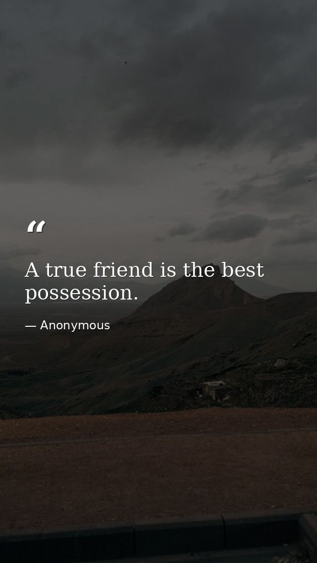 A true friend is the best possession. — Anonymous