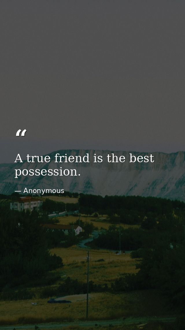 A true friend is the best possession. — Anonymous