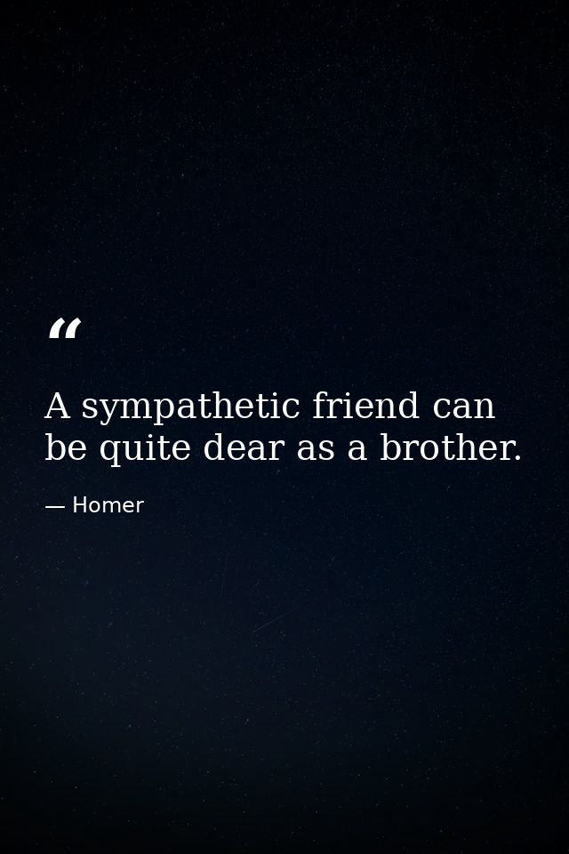 A sympathetic friend can be quite dear as a brother. — Homer
