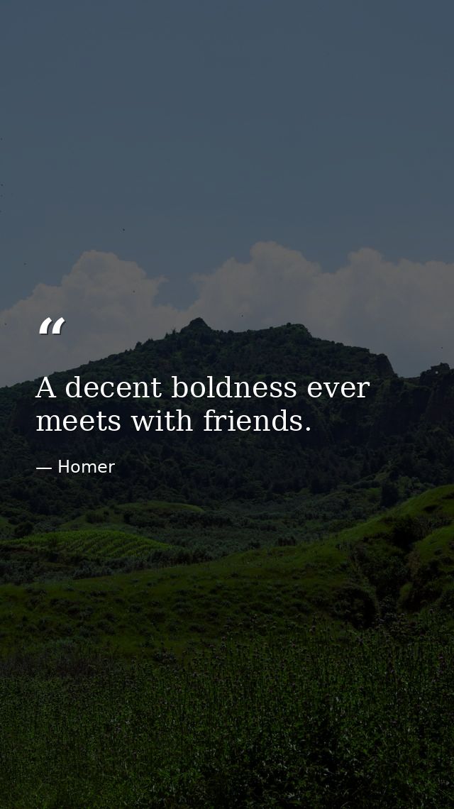 A decent boldness ever meets with friends. — Homer