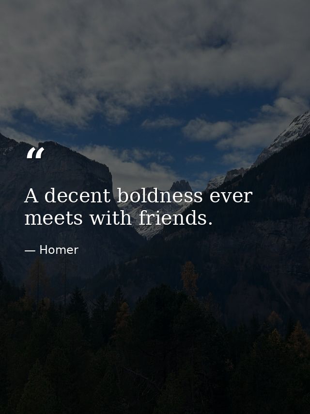 A decent boldness ever meets with friends. — Homer