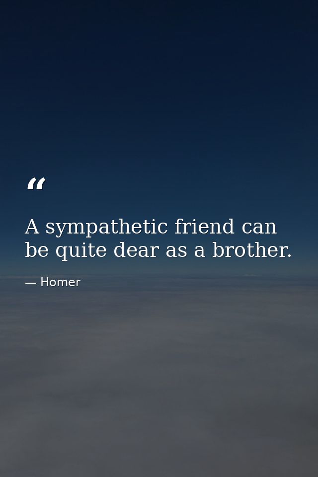 A sympathetic friend can be quite dear as a brother. — Homer
