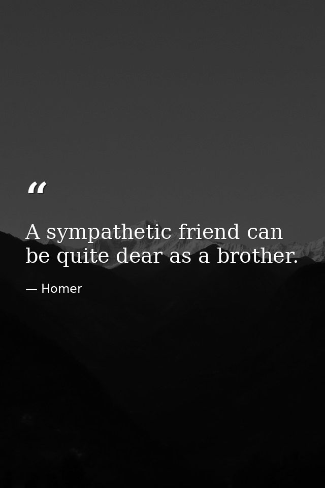 A sympathetic friend can be quite dear as a brother. — Homer