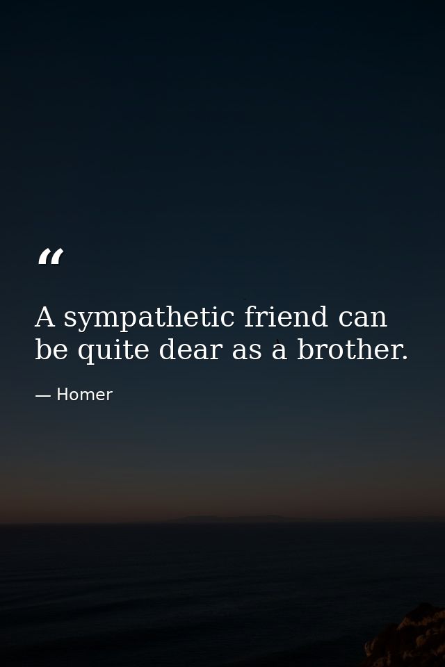 A sympathetic friend can be quite dear as a brother. — Homer