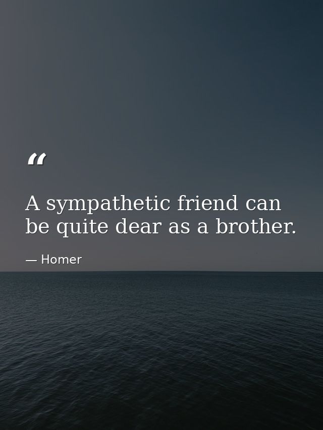 A sympathetic friend can be quite dear as a brother. — Homer