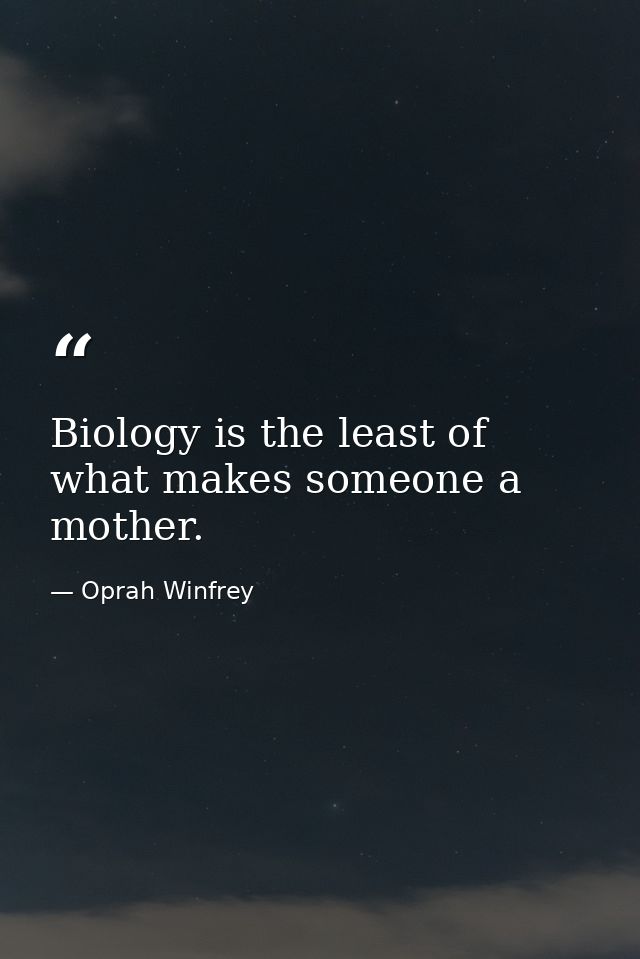 Biology is the least of what makes someone a mother. — Oprah Winfrey