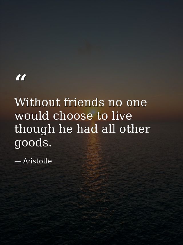 Without friends no one would choose to live  though he had all other goods. — Aristotle