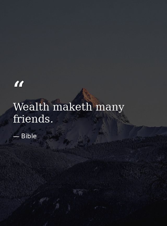 Wealth maketh many friends. — Bible