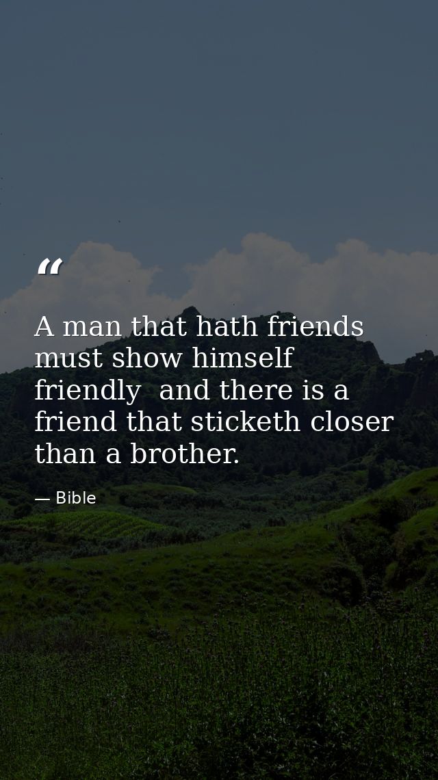 A man that hath friends must show himself friendly  and there is a friend that sticketh closer than a brother. — Bible