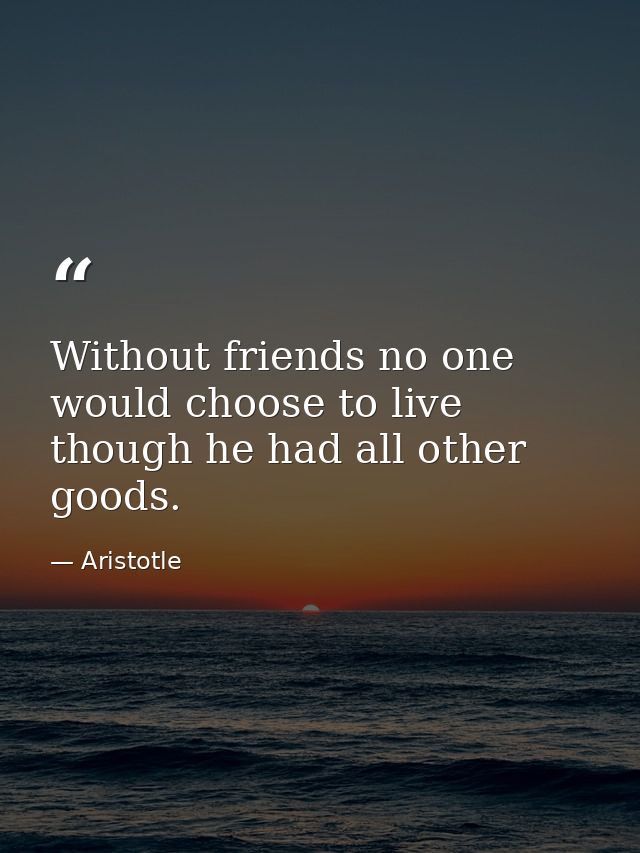 Without friends no one would choose to live  though he had all other goods. — Aristotle