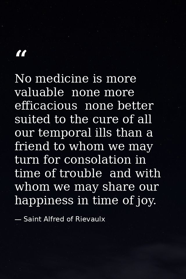 No medicine is more valuable  none more efficacious  none better suited to the cure of all our temporal ills than a frie — Saint Alfred of Rievaulx