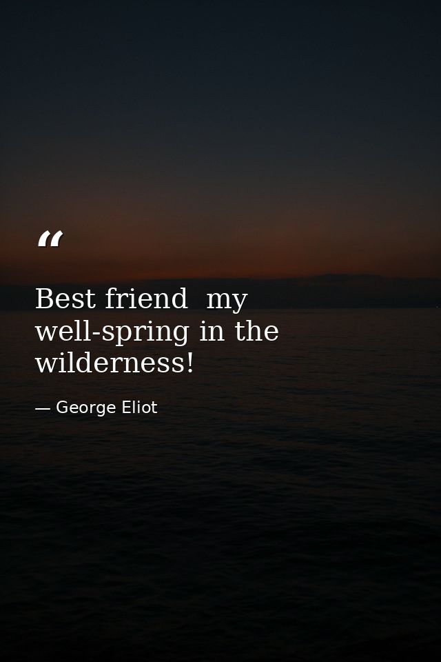 Best friend  my well-spring in the wilderness! — George Eliot