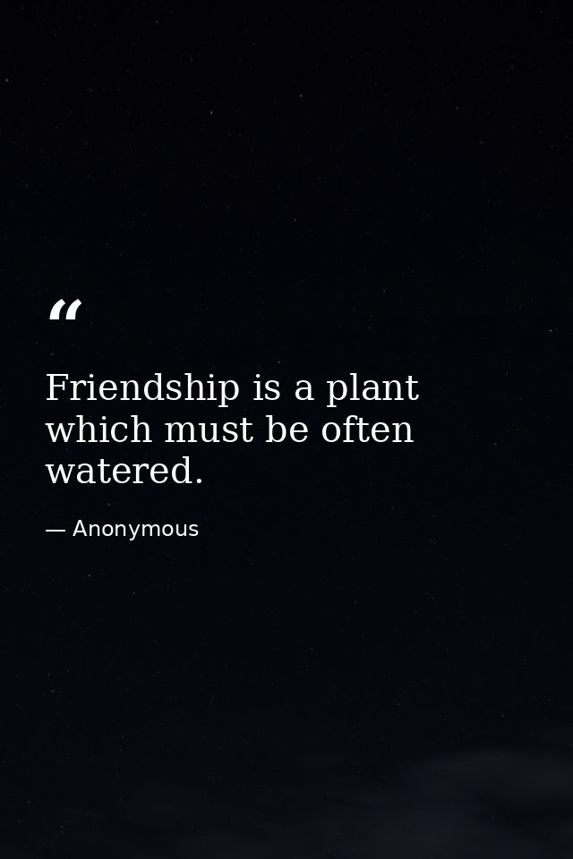 Friendship is a plant which must be often watered. — Anonymous