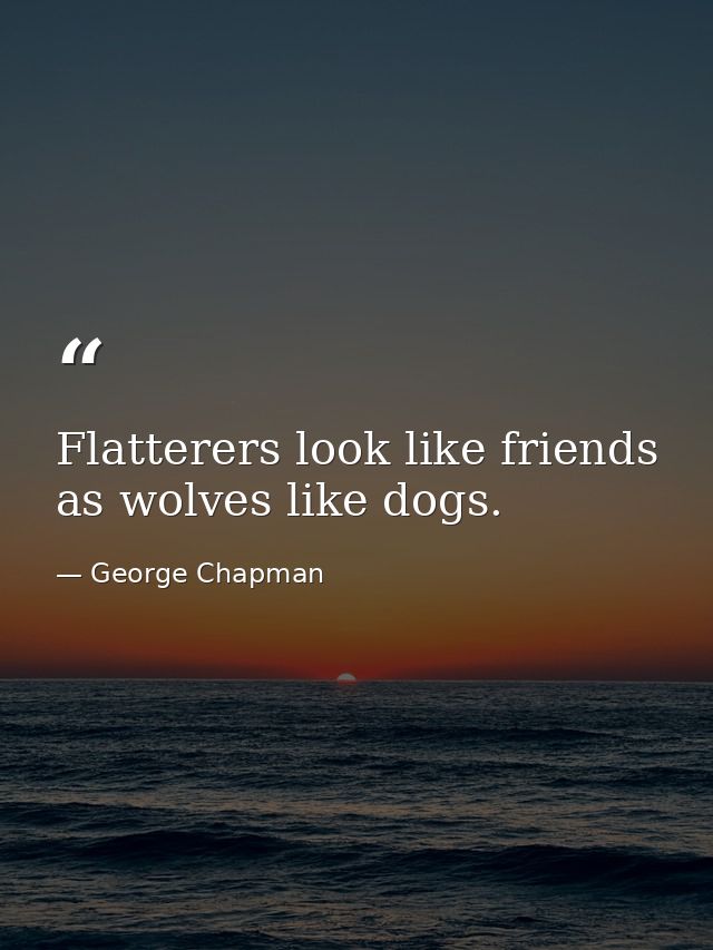 Flatterers look like friends  as wolves like dogs. — George Chapman