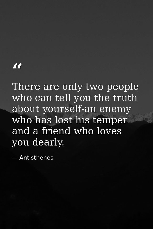 There are only two people who can tell you the truth about yourself-an enemy who has lost his temper and a friend who lo — Antisthenes